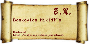 Boskovics Miklós névjegykártya